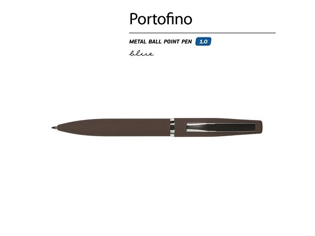 Ручка металлическая шариковая "Portofino", софт-тач, 1.0 мм, коричневый
