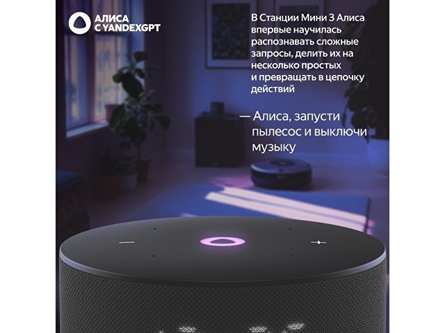 Умная колонка Яндекс Станция Мини 3 с Алисой на YaGPT черная, 12 Вт (YNDX-00027BLK)