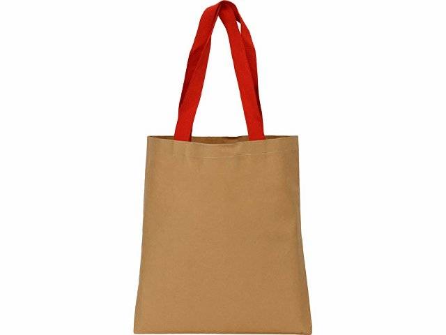 Сумка-шоппер Papyrus из моющейся крафт-бумаги, натруальный/красный