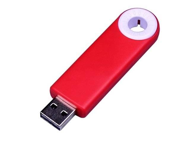 USB-флешка промо на 4 Гб прямоугольной формы, выдвижной механизм, белый