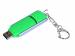 Флешка промо прямоугольной формы, выдвижной механизм, 16 Гб, зеленый
