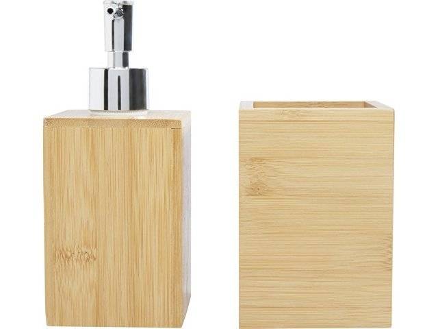Набор из 3 аксессуаров из бамбука для ванной комнаты Hedon, natural