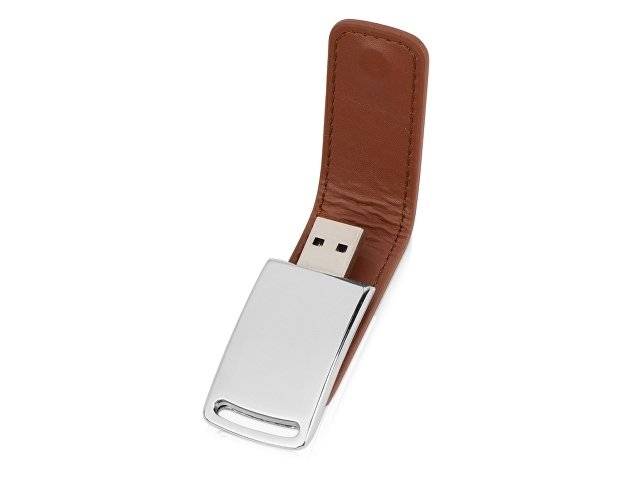 Флеш-карта USB 2.0 16 Gb с магнитным замком "Vigo", светло-коричневый/серебристый