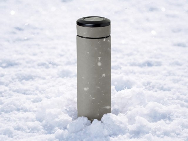 Вакуумный термос "Vacuum Flask C1", soft touch, 420мл, серый