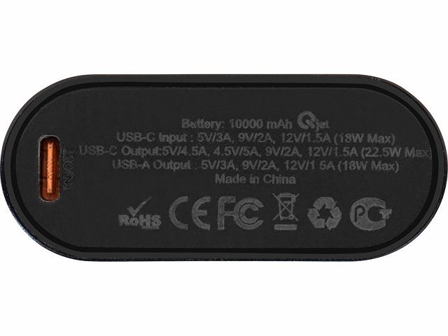 Внешний аккумулятор с QC/PD "Qwik", 10000 mah, черный