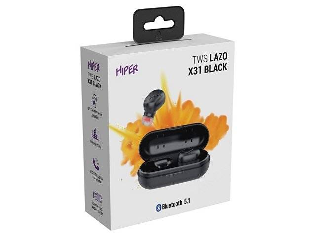 Наушники HIPER TWS Lazo X31 Black (HTW-LX31) Bluetooth 5.3 гарнитура, Черный