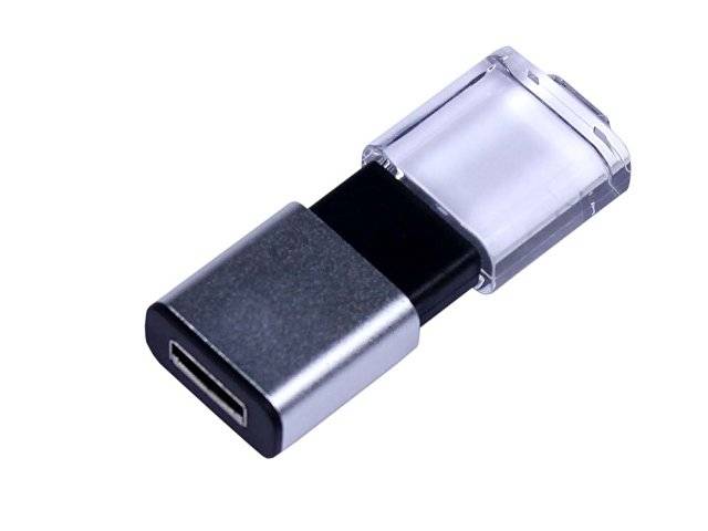 USB-флешка промо на 16 Гб прямоугольной формы, выдвижной механизм, черный