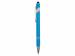 Ручка металлическая soft-touch шариковая со стилусом «Sway», голубой/серебристый