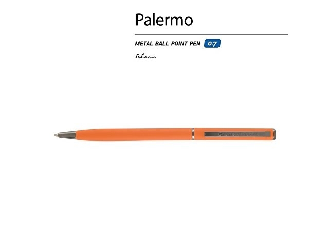 Ручка шариковая автоматическая BrunoVisconti® "PALERMO" цвет корпуса оранжевый, soft-touch, 0.7 мм
