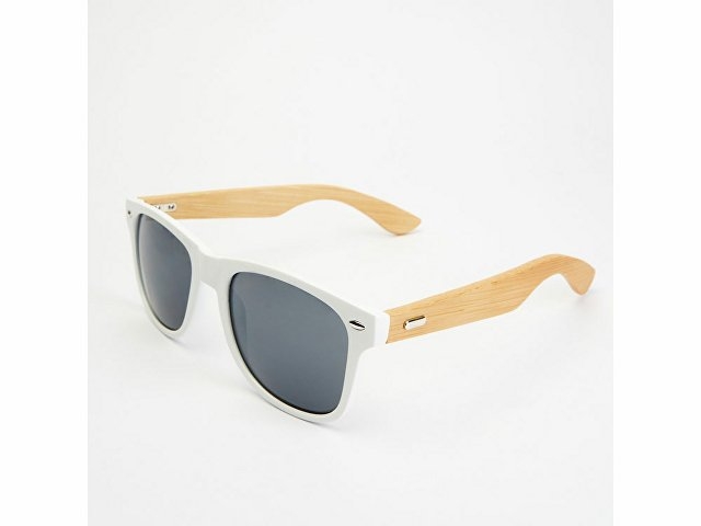 Солнцезащитные очки "Эдем" с дужками из натурального бамбука, натуральный/белый