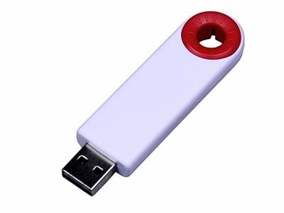 USB-флешка промо на 4 Гб прямоугольной формы, выдвижной механизм, красный