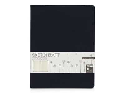 Скетчбук "Sketch & Art" в мягком переплете 178х230 мм, 32 л. бежевой бумаги 100 г/м2, черный