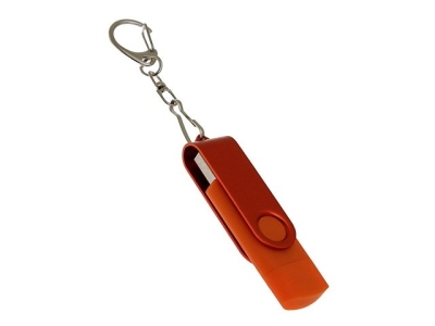 USB-флешка на 256 Гб 2 в 1 поворотный механизм, c дополнительным разъемом Type-C с одноцветным металлическим клипом, оранжевый