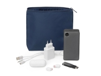 Органайзер для электроники и проводов "Amalia" из полиэстера 300D с подкладкой, темно-синий