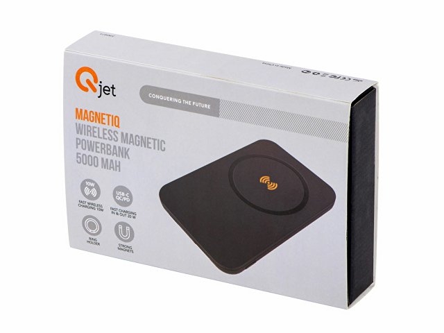 Магнитный беспроводной внешний аккумулятор "MagnetIQ", 5000 mah, 10 W, черный