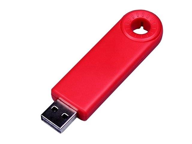 USB-флешка промо на 16 Гб прямоугольной формы, выдвижной механизм, красный