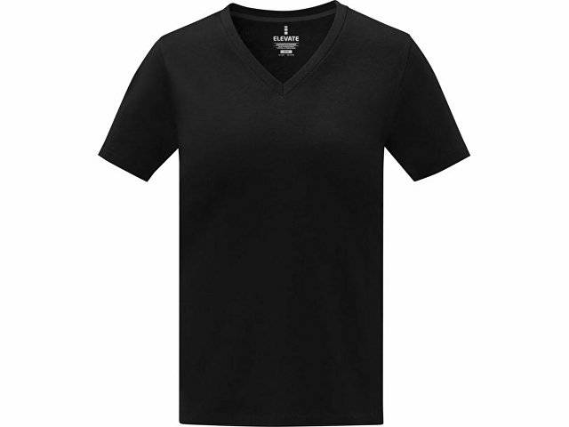 Somoto Женская футболка с коротким рукавом и V-образным вырезом , черный