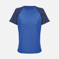 Футболка спортивная женская Vortex Women, темно-синяя с ярко-синим
