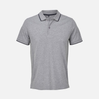 Рубашка поло унисекс Palermo, серый меланж с темно-синим