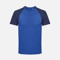 Футболка спортивная унисекс Vortex, темно-синяя с ярко-синим