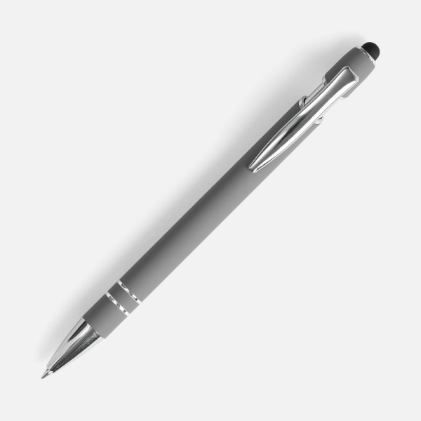 Ручка шариковая Pointer Soft Touch со стилусом, серая