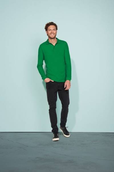 Рубашка поло мужская с длинным рукавом Winter II 210 ярко-зеленая