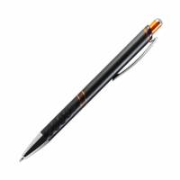 Шариковая ручка, Space, нажимной мех-м, черный матовый алюминий, отделка оранжевый хром.